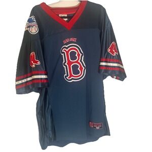 Vintage 90s Lee Sport Boston Red Sox Blue Pullover Football Jersey Mens Large